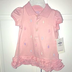 Ralph Lauren pink ruffle polo dress and bloomer